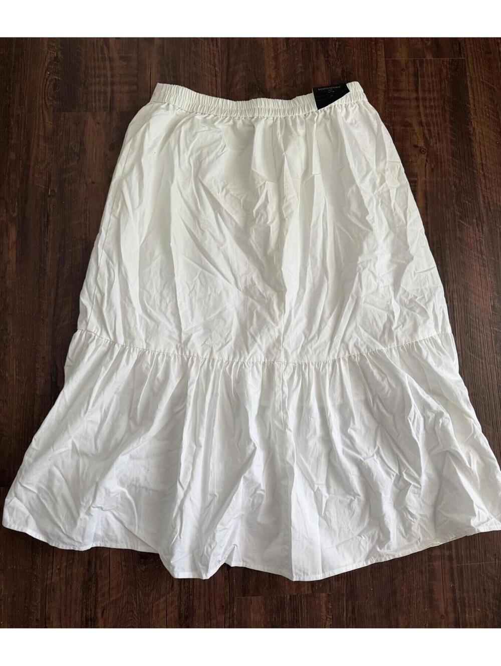 Banana Republic PM petite M white midi peasant skirt NWT 8 10